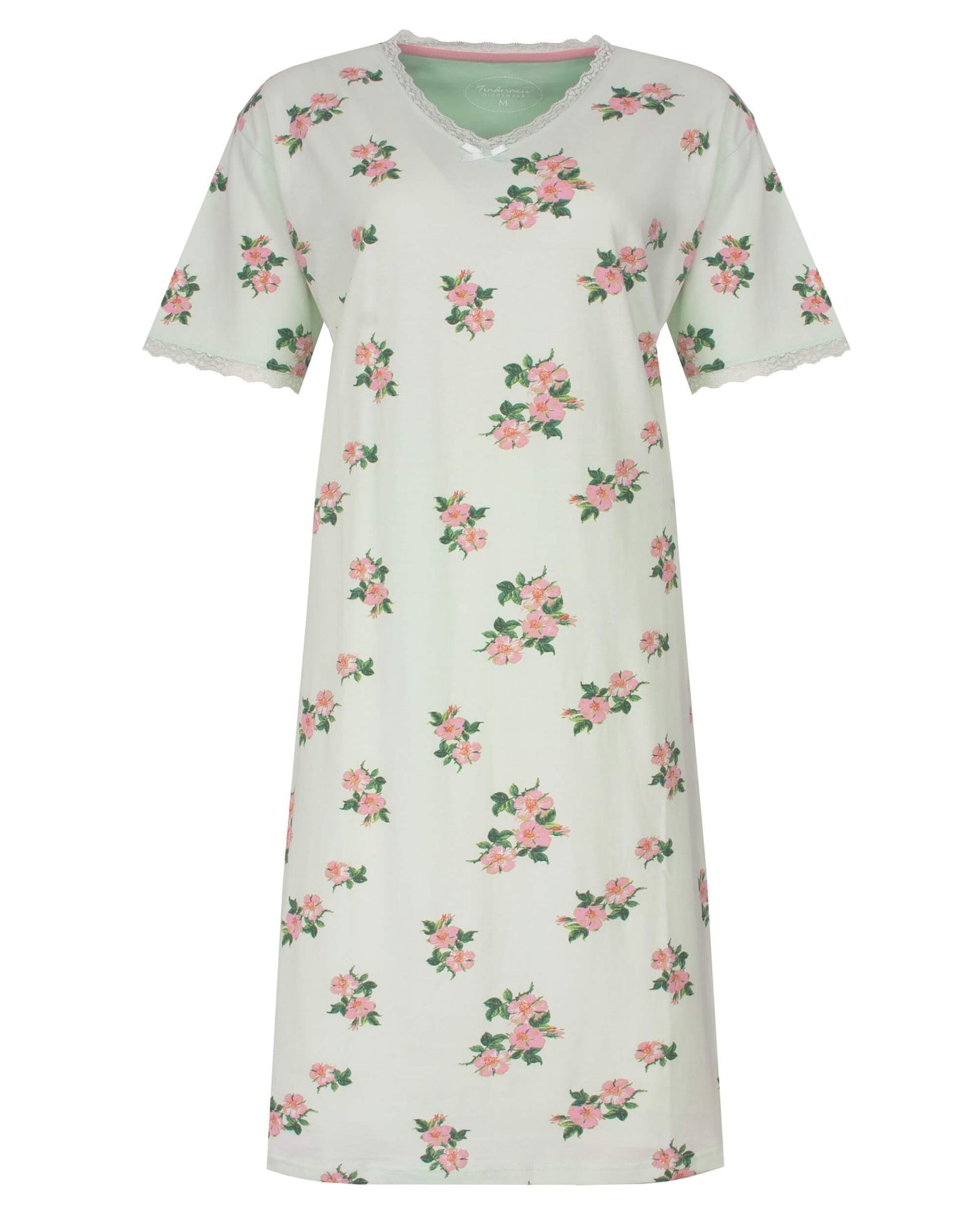 Tenderness Dames Nachthemd - Geprinte Bloemendessin - Groen - vooraanzicht