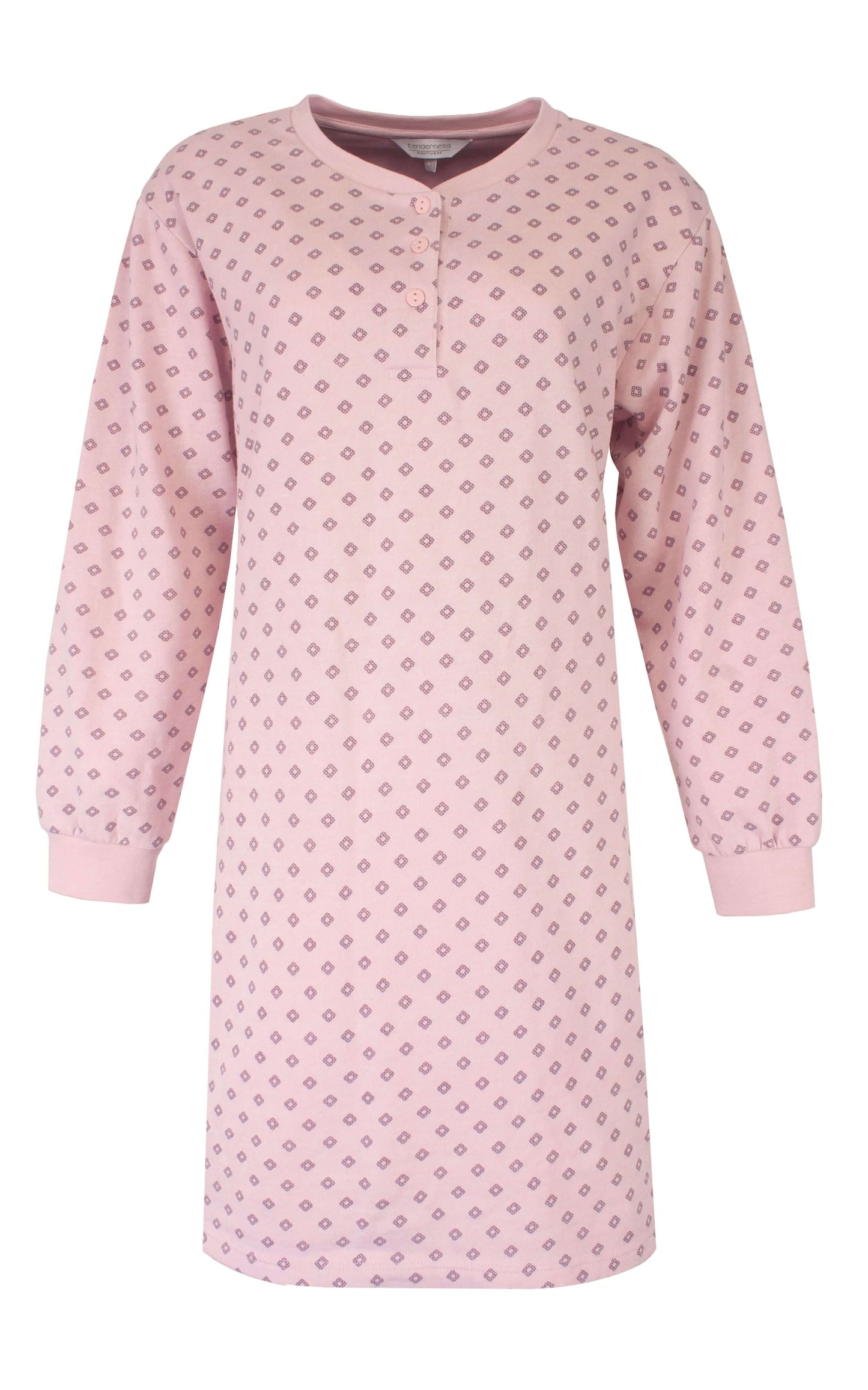 Tenderness dames Nachthemd - Fleece Nachthemd - Lange Mouwen - Roze - vooraanzicht
