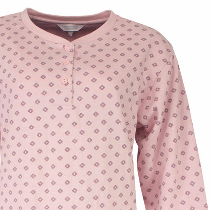 Tenderness dames Nachthemd - Fleece Nachthemd - Lange Mouwen - Roze - detail