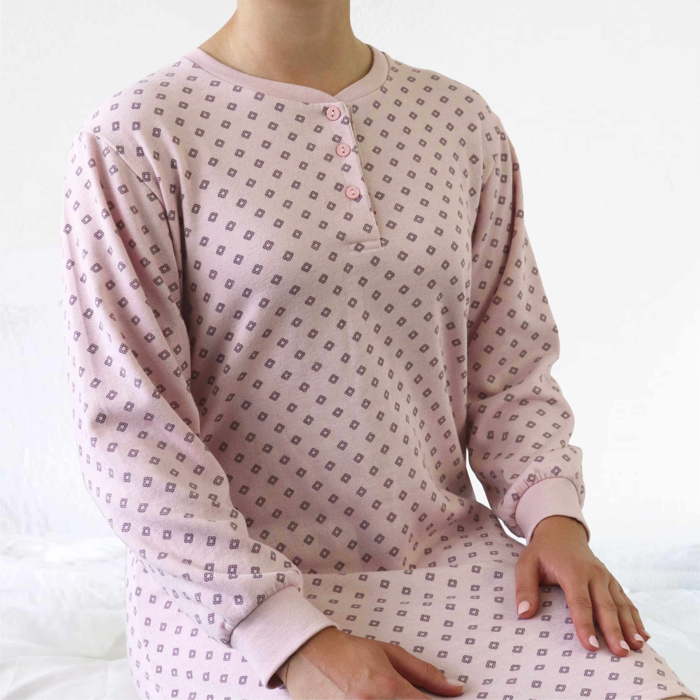 Tenderness dames Nachthemd - Fleece Nachthemd - Lange Mouwen - Roze - afbeelding 4