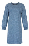 Tenderness Dames Nachthemd - Lange Mouwen - Ronde Hals - Katoen - Blauw
