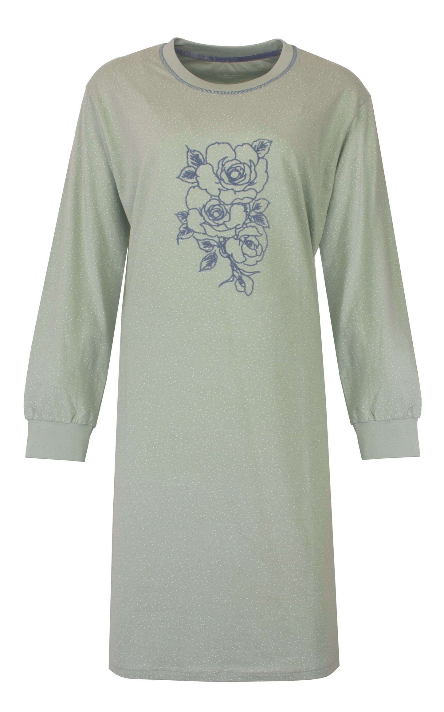 Tenderness Dames Nachthemd- Lange Mouwen - Licht Groen - vooraanzicht