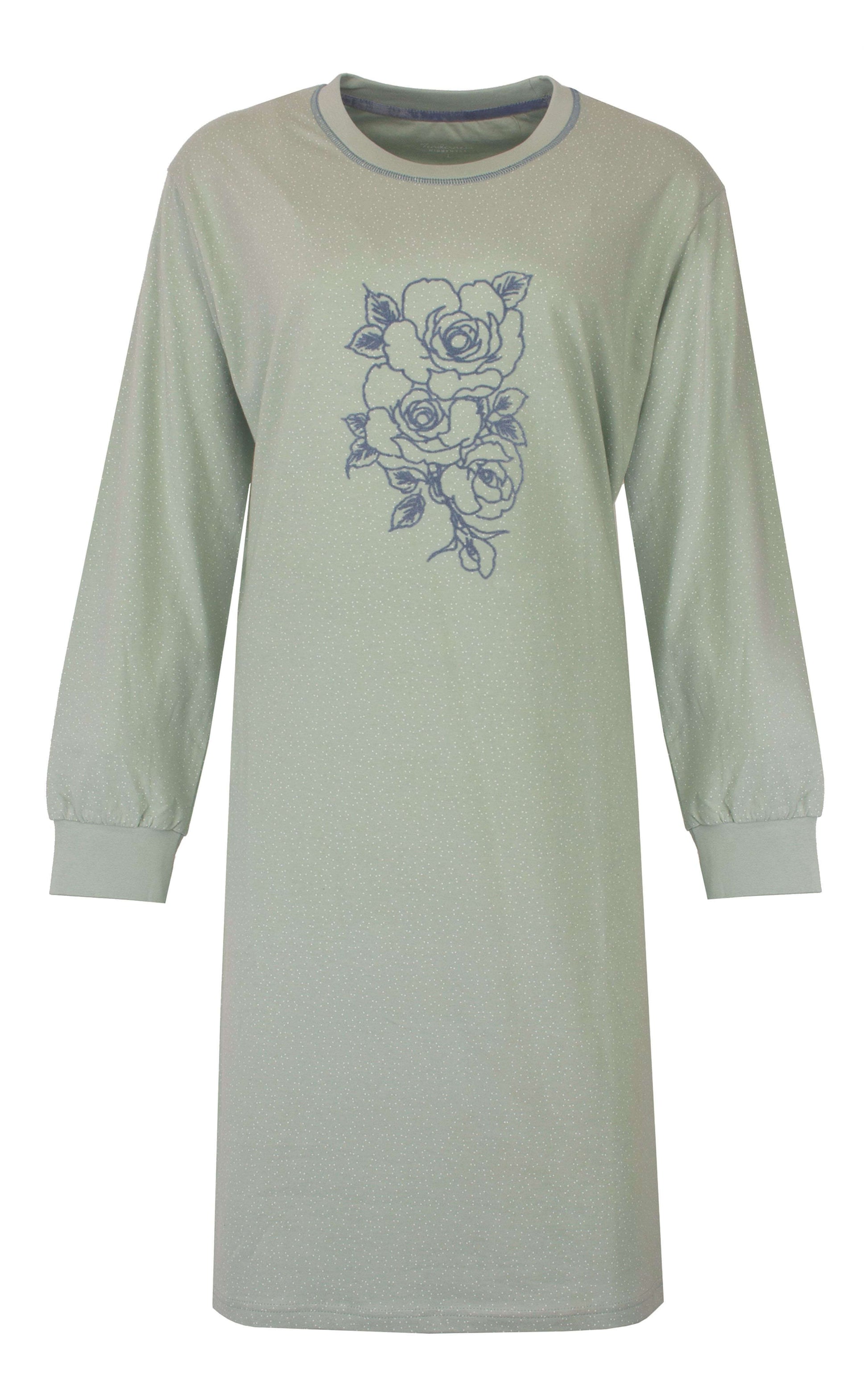 Tenderness Dames Nachthemd- Lange Mouwen - Licht Groen - vooraanzicht