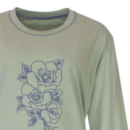 Tenderness Dames Nachthemd- Lange Mouwen - Licht Groen - detail