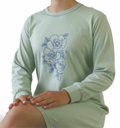 Tenderness Dames Nachthemd- Lange Mouwen - Licht Groen - afbeelding 5