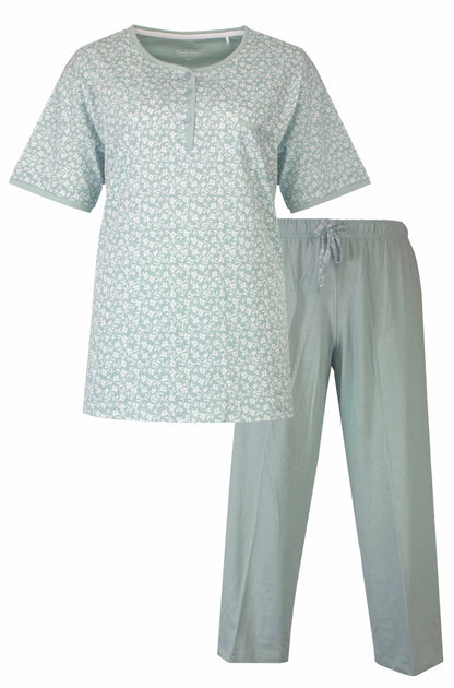 Tenderness dames pyjama Licht Groen - 3/4 Broek - Korte Mouwen - Groen  - achteraanzicht