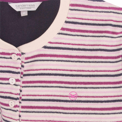 Tenderness dames Badstof Pyjama - Lange Mouwen- Beige - detail