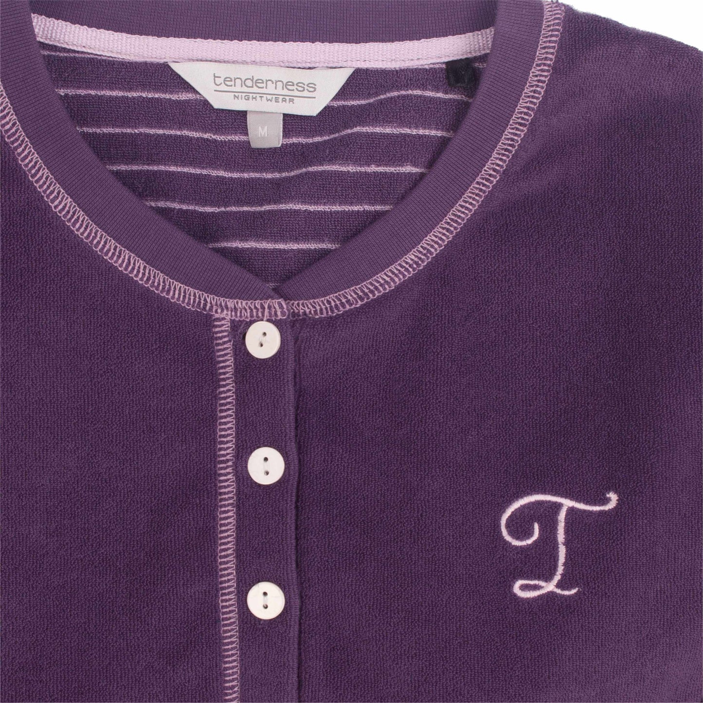 Tenderness dames Pyjama -  Badstof - Lange Mouwen -  Paars - detail