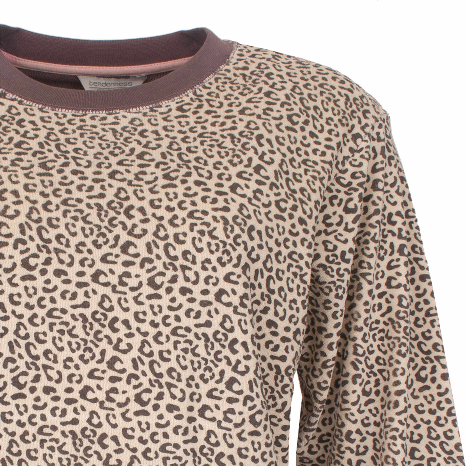 Tenderness dames Pyjama - Badstof - Lange Mouwen - Bruin - detail