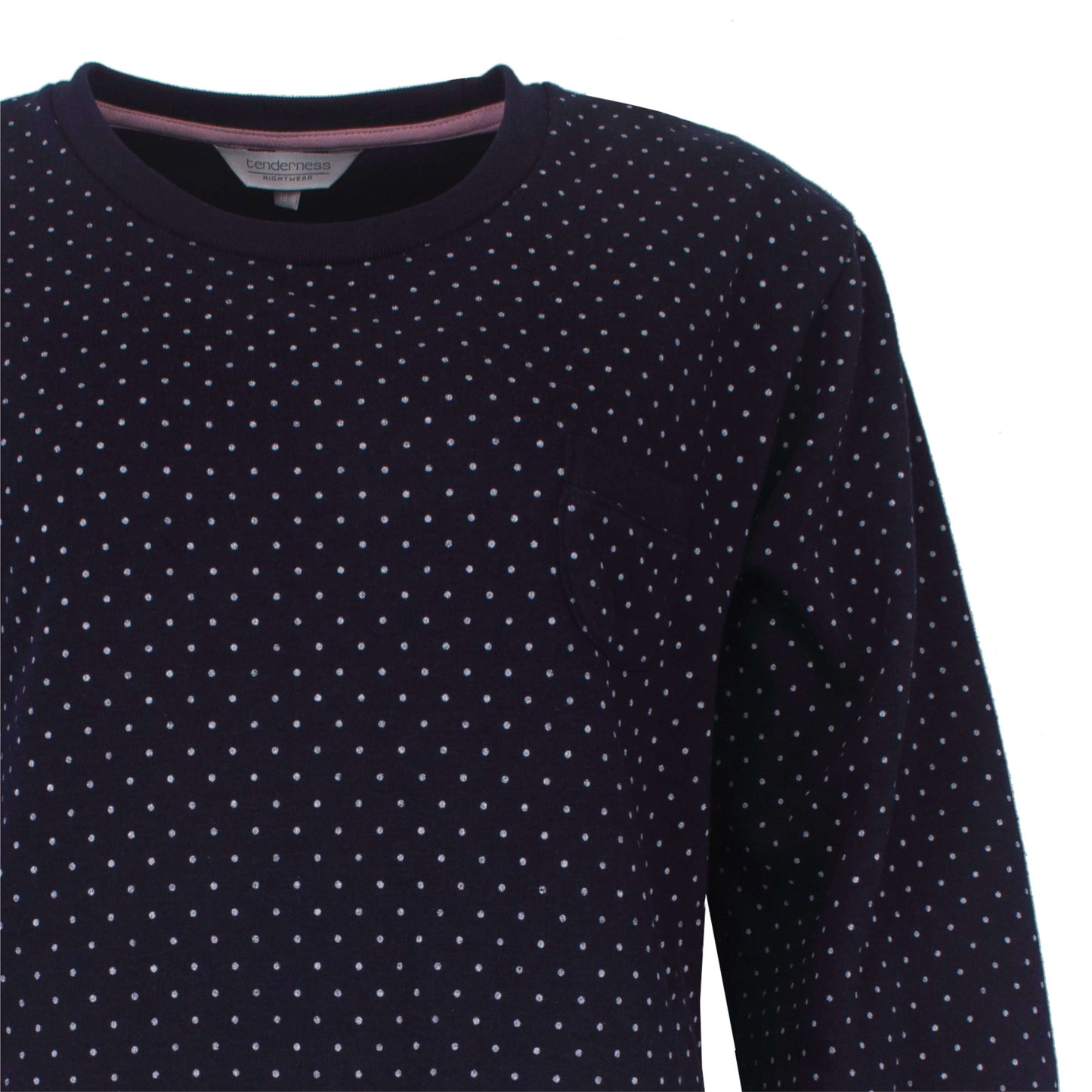 Tenderness dames  Pyjama - Fleece - Donker Blauw - Lange Mouwen  - detail