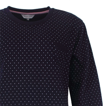 Tenderness dames  Pyjama - Fleece - Donker Blauw - Lange Mouwen  - detail