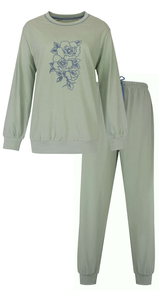  Tenderness dames Pyjama - Lange Mouwen - Licht Groen - vooraanzicht