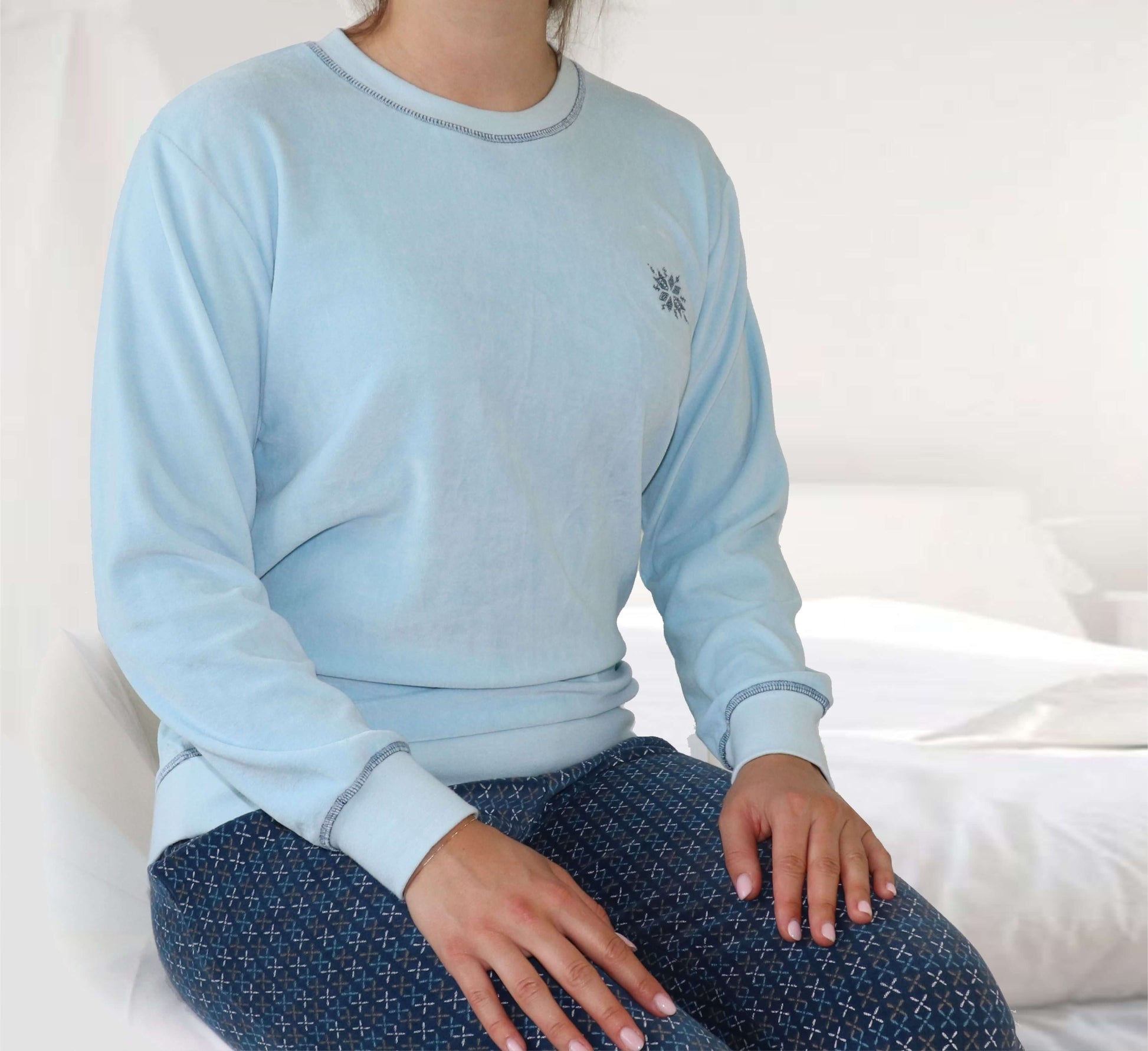 Tenderness dames Pyjama - Velours  - Lange Mouwen - Lichtblauw - afbeelding 6