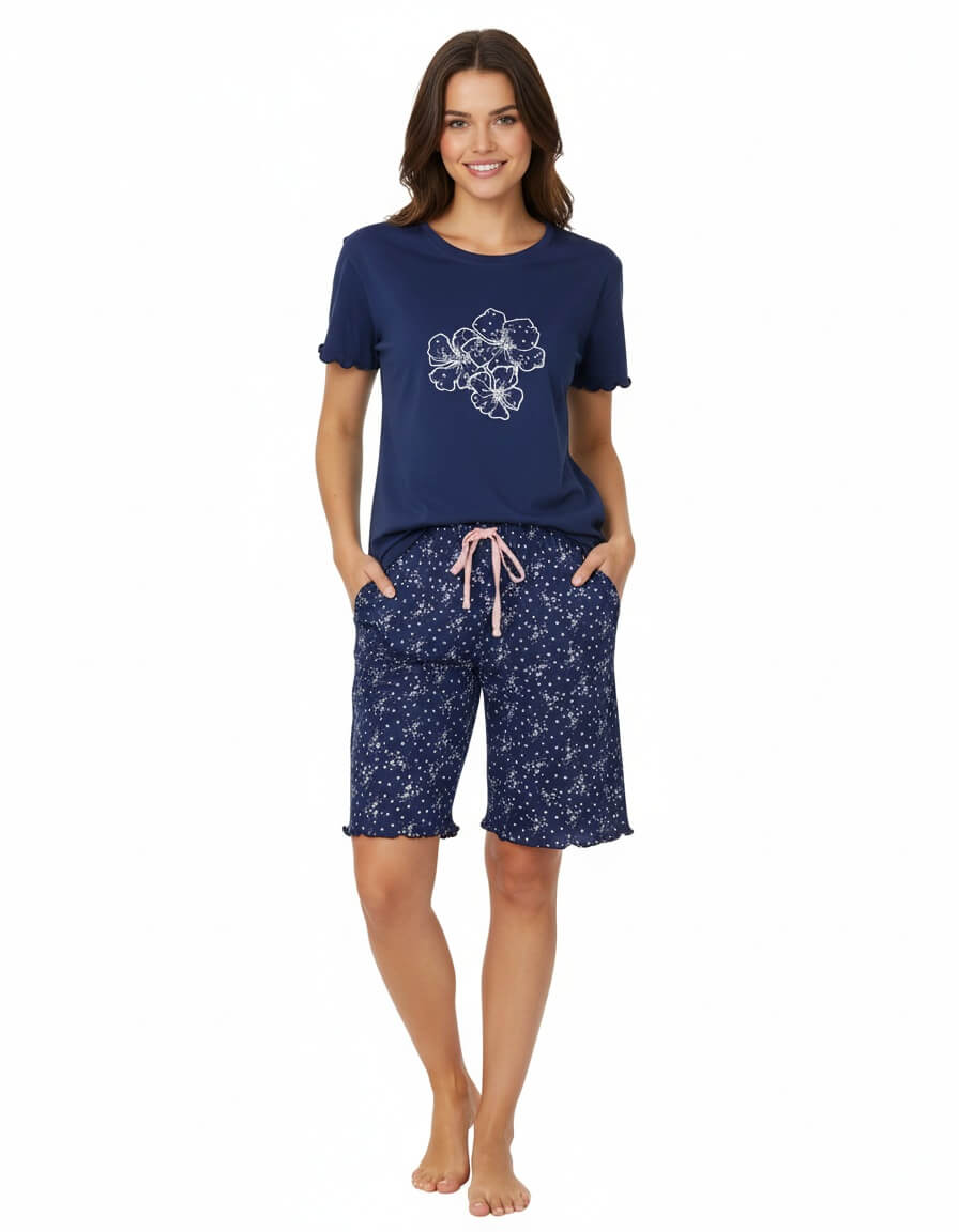  Tenderness Dames Shortama - korte mouwen- Blauw - Katoen - afbeelding 4