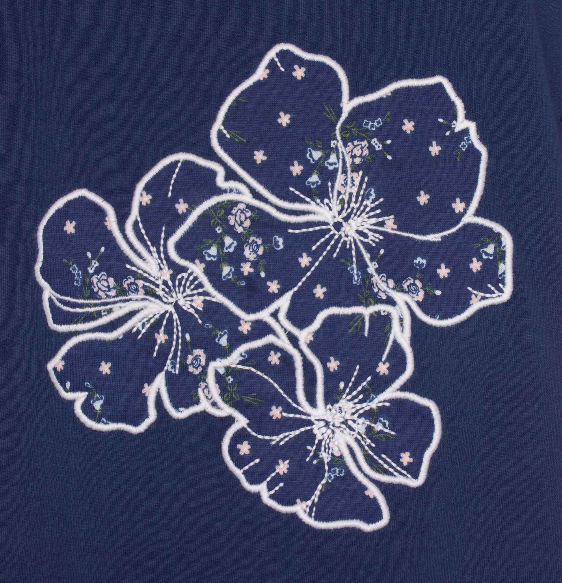  Tenderness Dames Shortama - korte mouwen- Blauw - Katoen - detail