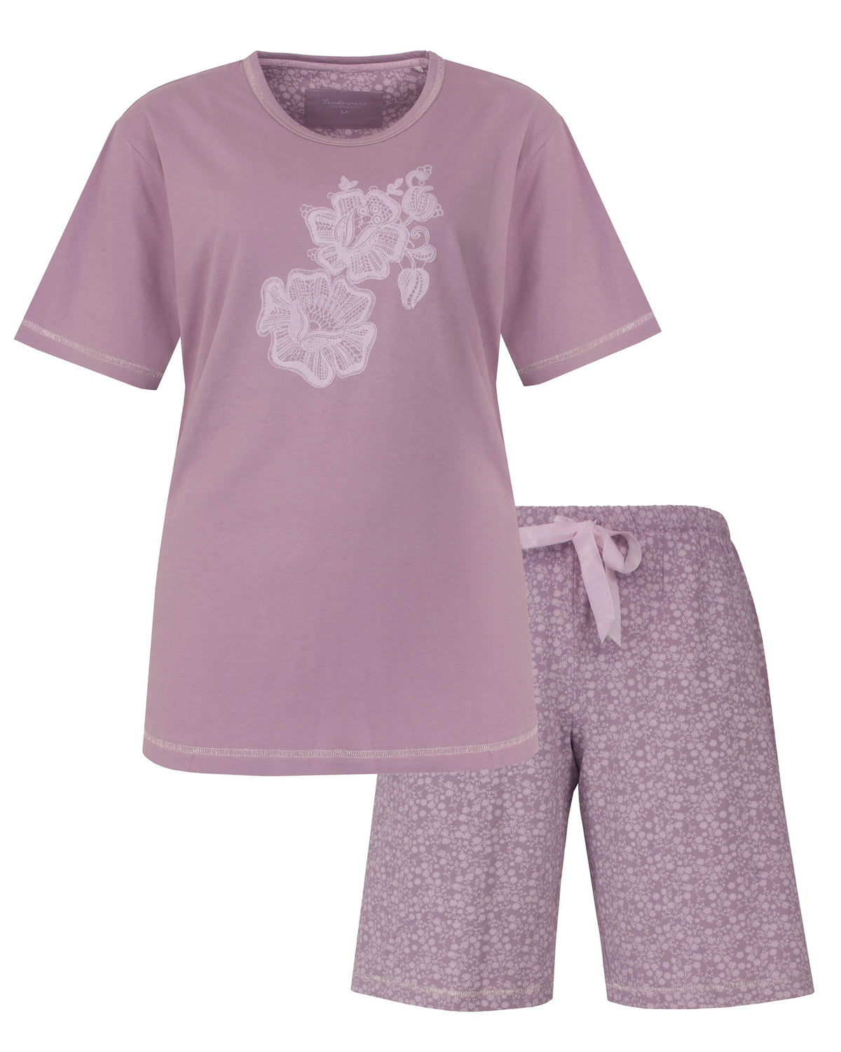  Tenderness Dames Shortama - Korte Mouwen- Lila - vooraanzicht