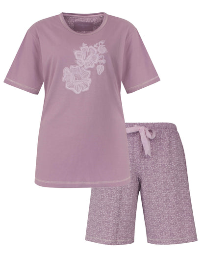  Tenderness Dames Shortama - Korte Mouwen- Lila - vooraanzicht