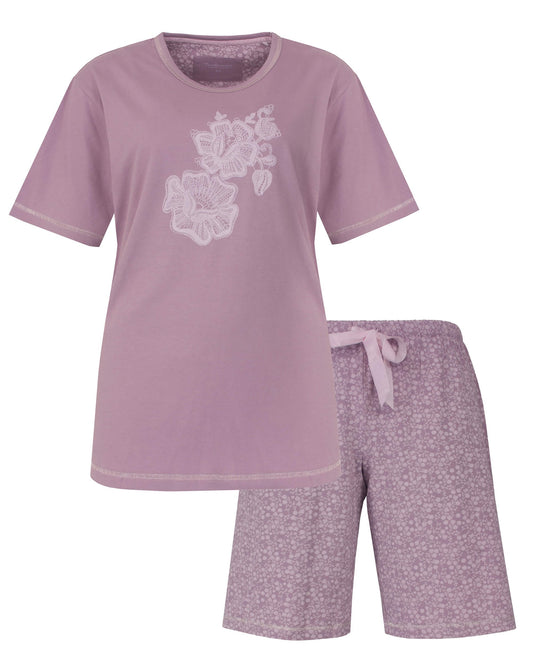  Tenderness Dames Shortama - Korte Mouwen- Lila - vooraanzicht