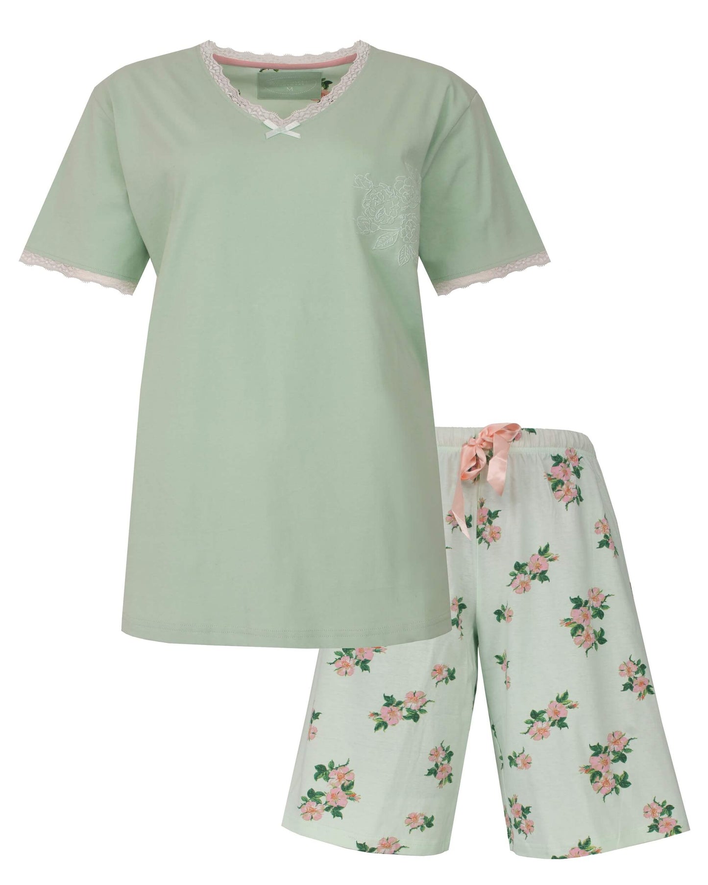 Tenderness Dames Shortama - Korte Mouwen - Groen - vooraanzicht
