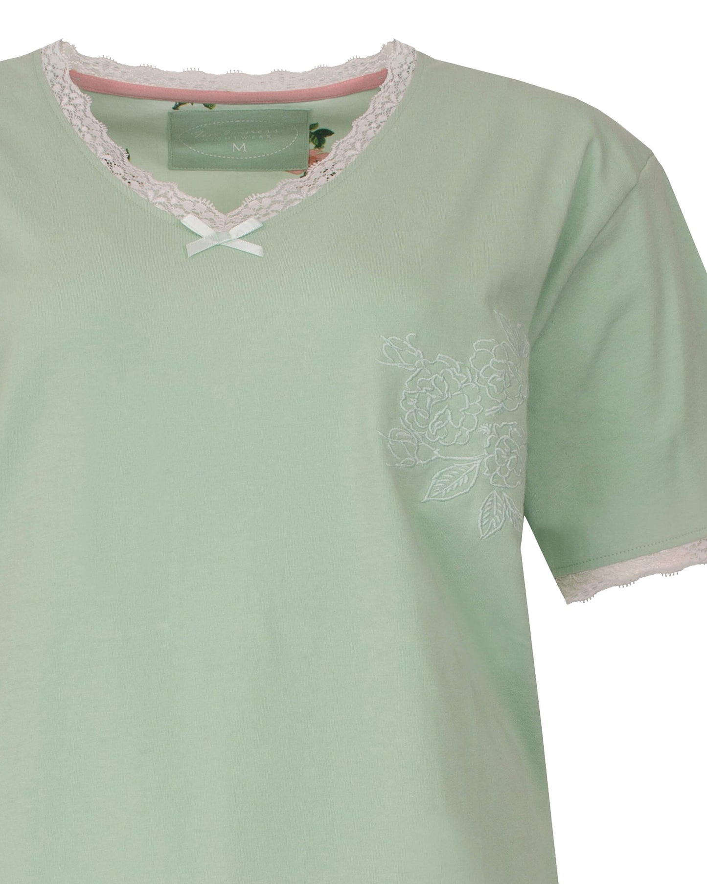 Tenderness Dames Shortama - Korte Mouwen - Groen - detail