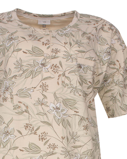 Tenora Dames Nachthemd - Korte Mouwen - Lichtgeel - detail