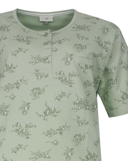 Tenora Dames Nachthemd - Korte Mouwen -  Groen - detail